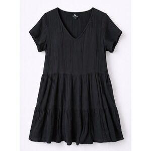 Rip Curl Black Tiered V-Neck Midi Dress